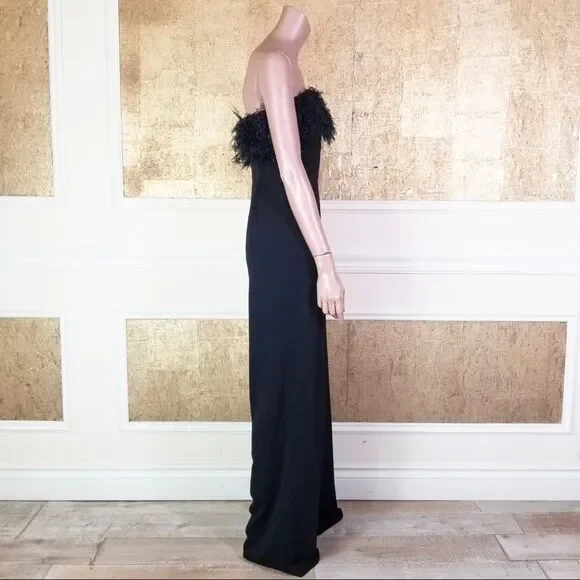 NEW JAYGODFEY Elaina black strapless feathers jumpsuit 4
